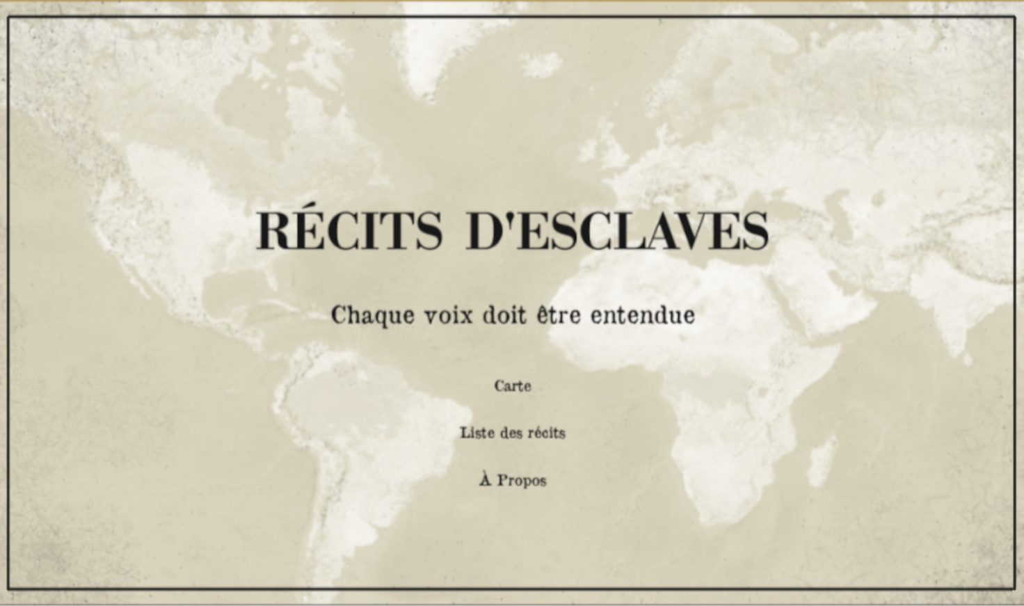 screenshot of the récits d'esclaves website